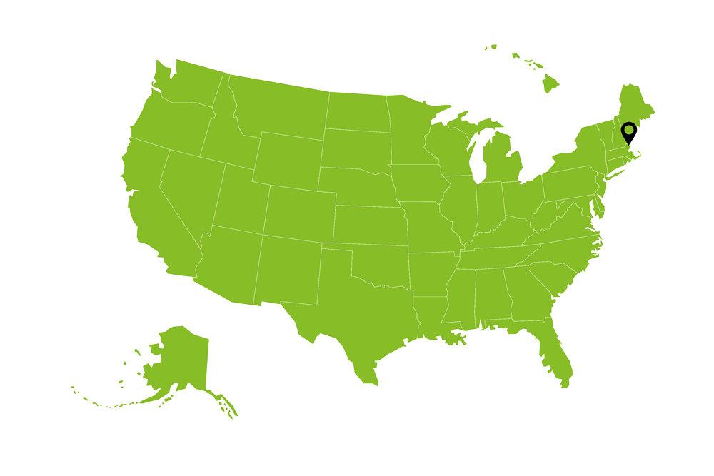 Figure showing USA with a marker near Ispwich, MA 
