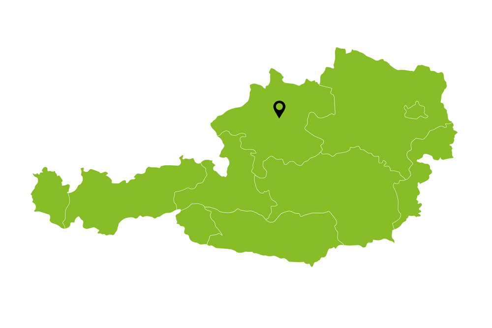 Illustration of the map of Austria with marker near Ansfelden 