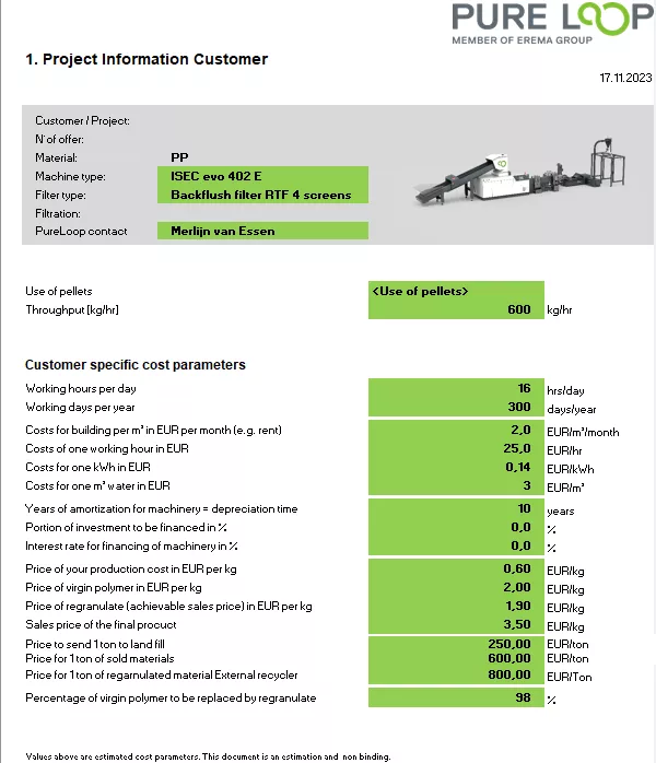 Picture of the list of information for a project that PURE LOOP needs from a customer.
