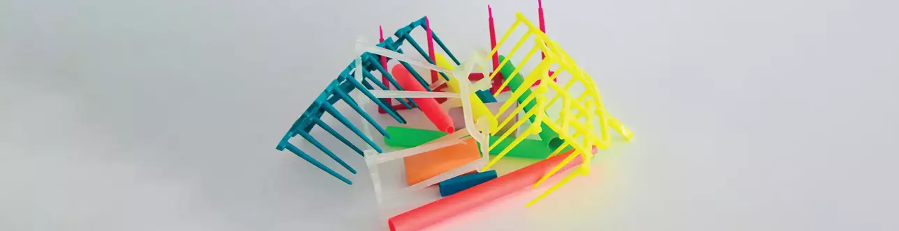 Injection molded plastics before recycling 