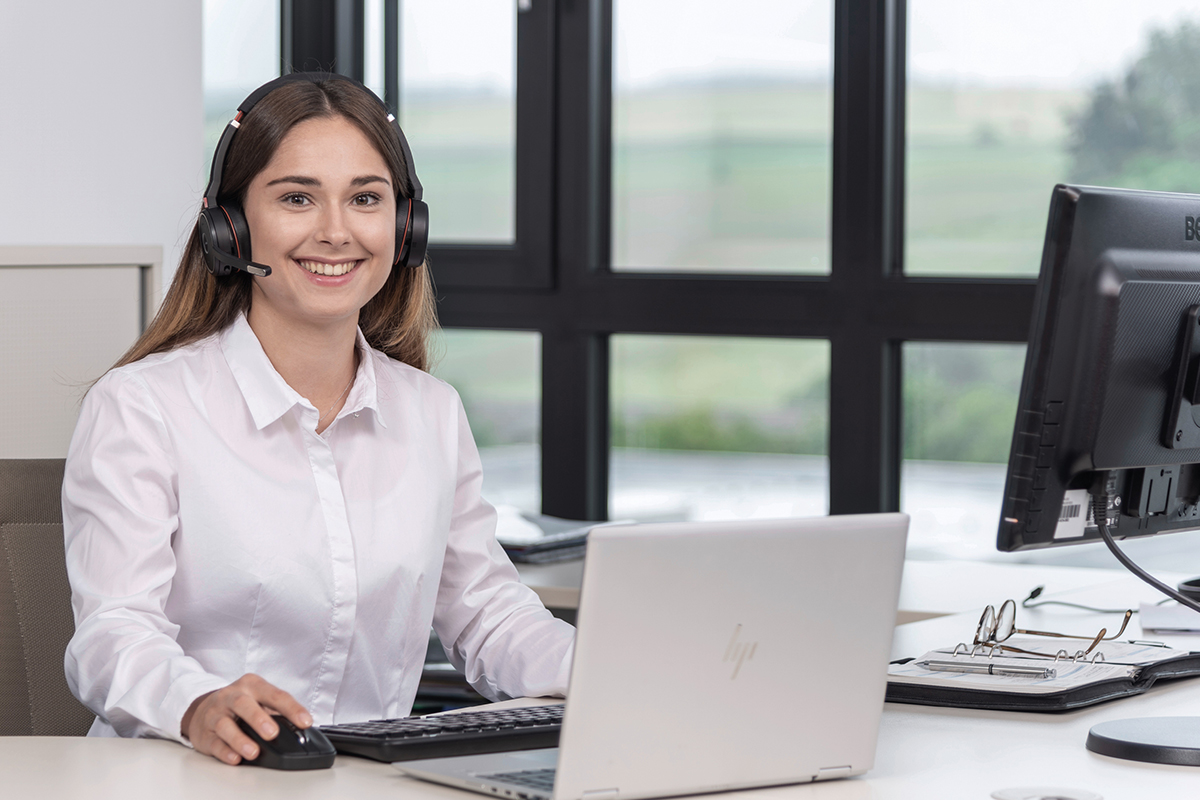 Telephone service employee at work.